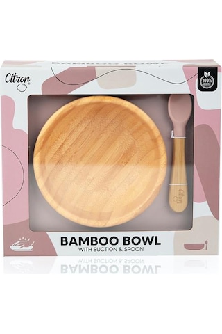 Citron Vakum Tabanlı Organik Bambu Kase Seti - Blush Pink 1073612