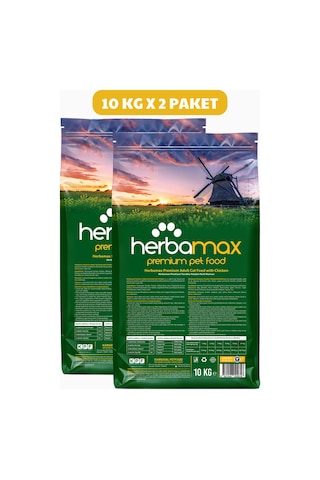 Herbamax Tavuklu ve Pirinçli Yetişkin Kedi Maması 2 x 10 KG