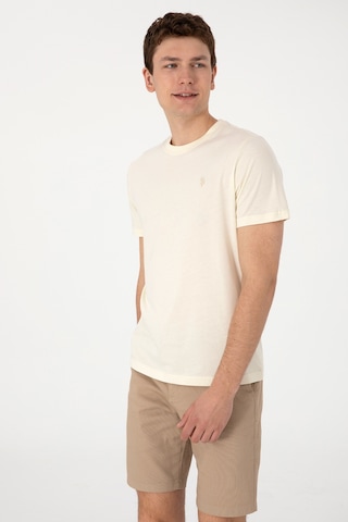 U.S. Polo Assn. Erkek Regular Fit Bisiklet Yaka Krem Tişört 50306913-VR071