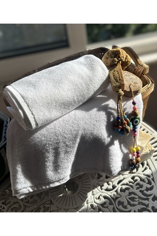 Ağcabay Tekstil Otel Tipi %100 Pamuk Beyaz Banyo Havlusu 90x150 Ebat 700gr