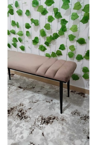 Özcan Metal Siyah Metal Ayaklı Metal Kasalı Bench Mutfak Salon Antre Yatak Odası Balkon Puf Bank Kahverengi Siyah