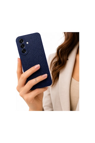 Samsung Galaxy A27 Uyumlu Deri Dokulu Yumuşak Silikon Telefon Kılıfı Kapak Lacivert