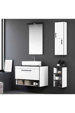 Orka Knidos 90 Cm Mdf Beyaz Banyo Dolabı Takımı Ve Boy Dolabı Beyaz