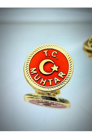 Yörük Tasarım Muhtar Altın Kaplama Mine Boyalı Yaka Rozeti