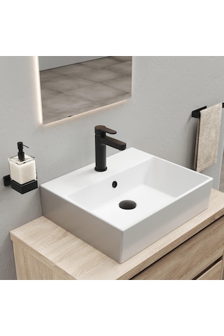 Adell Lento Medium Lavabo Bataryası Mat Siyah Pirinç Gövde 154901724 Siyah