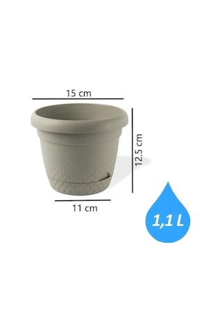 Omnipazar Krs-341 Dekoratif İnci Bitki Çiçek Saksı Takımı 1.1 Litre No 1 Bej
