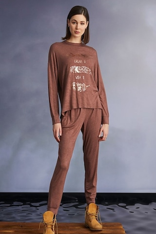 Monamise 22113 Kadın Uzun Kollu Pijama Takımı-tarçın Tarçın