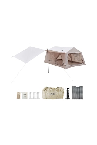 12 Kişilik 12x 12 M² Tenteli Gölgelikli, 4 Mevsim, Su Geçirmez 420d Oxford Kumaşlı Şişme Çadır 400 300 235cm Bej 12 Kişilik 12x 12 M² Tenteli Gölgelikli, 4 Mevsim, Su Geçirmez 420d Oxford Kumaşlı Şişme Çadır 400 300 235cm Bej
