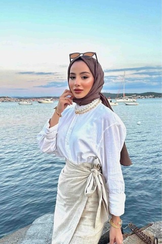 Unika Boutique Fiyonk Bağlamalı İçi Astarlı Keten Etek - Taş Rengi Bos
