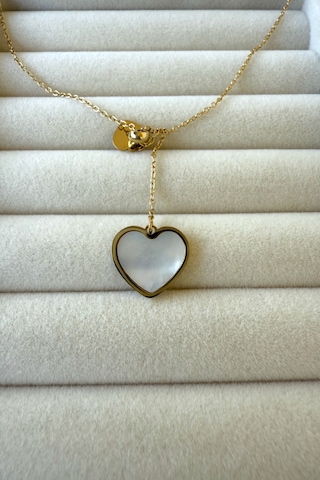 Jewels Of Hope Altın Rengi Ay Taşı Kalpli Kolye 316l Paslanmaz Çelik Antialerjik 57 Cm Altın