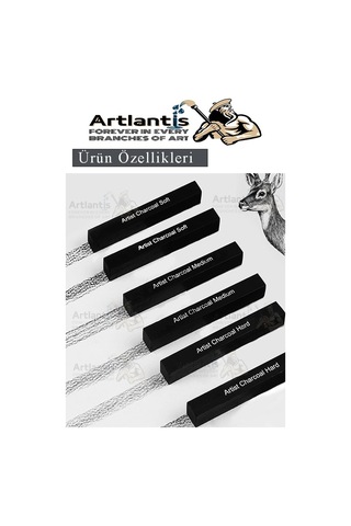 Sıkıştırılmış Kömür Füzen Seti 3 Lü 1 Paket Siyah Kare Press Kömür Füzen Yassı Çizim Gölgelendirme Grafit Sanatsal