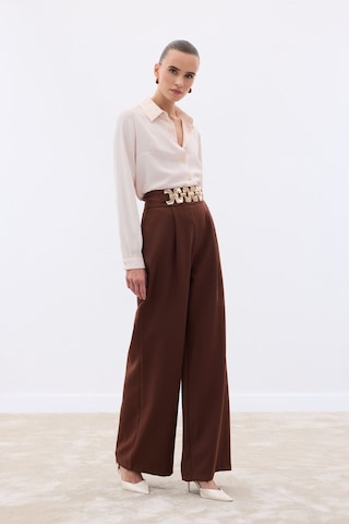 Sateen Kemerli Salaş Pantolon - Kahve-136531 Kahve