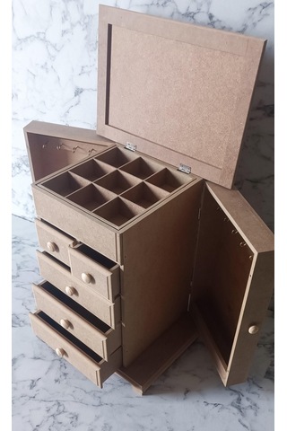 Hobi Adn Takı Kutusu Çok Fonksiyon 7 Çekmece Kutuda Sevk Mdf El Yapım Kahverengi
