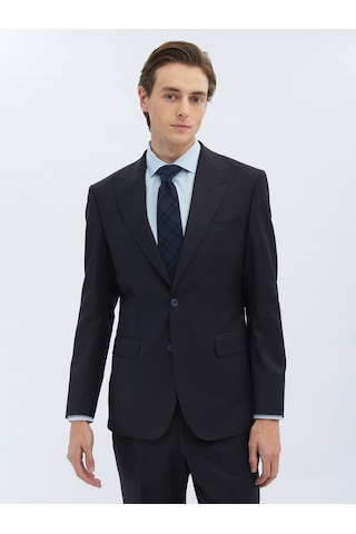 Kip Siyah Desenli Modern Fit Yün Karışımlı Takım Elbise 6 Drop Siyah