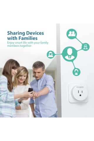 Teltree Koogeek Sa-p202 Akıllı Prizi 2'li Paket - Uzak Kumanda, Zamanlama Ve Ses Kontrolü Alexa/google Home Uyumlu - Abd Standartı - 100-240v