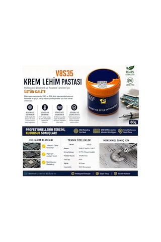 Kurşunsuz Krem Sıvı Lehim Pastası Lehim Macunu 60 Gr 217 Derece - Anakart Tamir