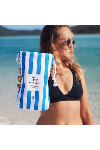 Dock And Bay Plaj Havlusu Cabana Xl Bondi Blue Mavi - Beyaz