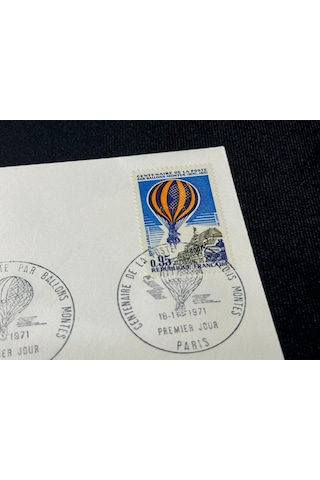 1971 Fransa İlk Gün Zarfı Sıcak Hava Balon Havacılık Temalı İpek Baskı France Fdc  Teşhir Ürün