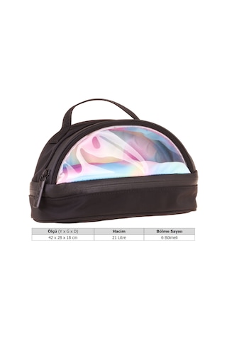 Kaukko Black Rainbow Parlak Kumaş Detaylı Siyah - Çok Renkli Kız Çocuk Kalem Çantası/kalemlik - K1858