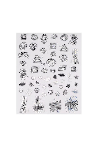 Gümüş Holografik Geometrik Çizim Tırnak Sticker Tırnak Etiketi Nail Art Jo-1053s