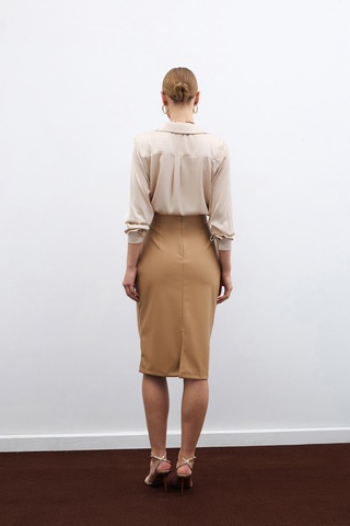 Sateen Deri Kalem Etek - Bej-135596 Bej