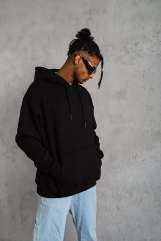 Vexor Erkek Düz Kapüşonlu Sweat - Siyah