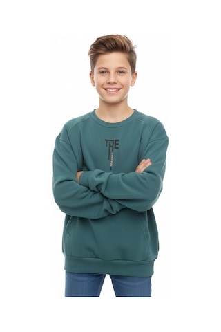 Kanguru Cepli Bisiklet Yaka Erkek Çocuk Sweatshirt-90905 Yeşil