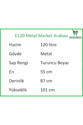 E120 Metal Market Alışveriş Arabası 120 Litre