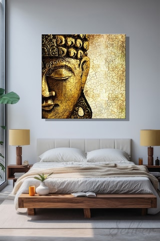 Karetekli Kanvas Duvar Tablosu Modern Salon Mutfak Yatak Odası Ofis Vintage Buddha