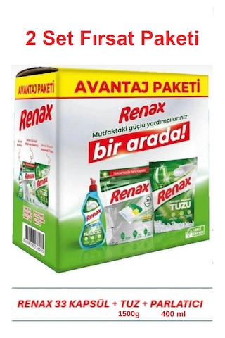 Renax Avantajlı Paket 3 Lü Set Bulaşık Makinesi Kapsülü X 2 Set