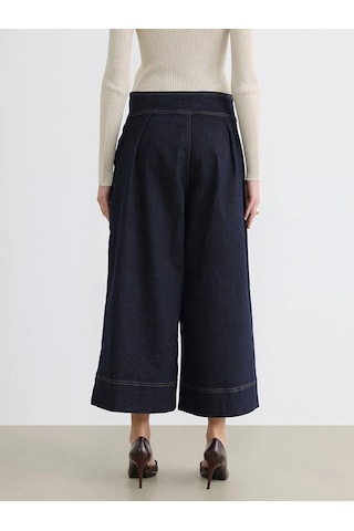 Lc Waikiki Lacivert Yüksek Bel Crop Wideleg Kadın Jean Pantolon
