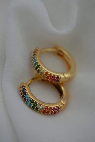 Stoneagejewellery Stoneage Zirkon Taşli Kilitli Küpe N11.88570 Çok Renkli
