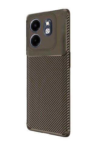 İnfinix Hot 50i 4g Kılıf Auto Focus Karbon Kapak - Kahverengi
