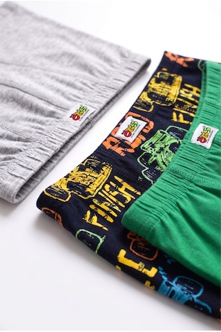 Öts Erkek Çocuk 3 Lü Pamuklu Boxer Baskılı Ergonomik Tasarım 7817-3 Renkli