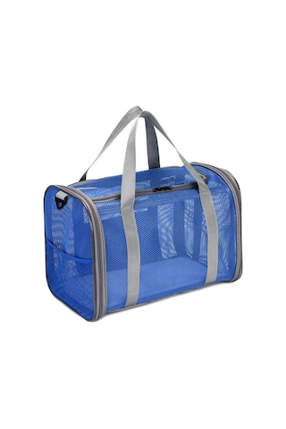 Qingmipy Kediler Ve Küçük Köpekler İçin Katlanabilir, Havalı Taşıma Çantası - Mavi