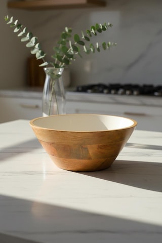 Mango Agacı Sunum Servis Kasesi & Dekoratif Kase 25 Cm Krem-1 Krem - Kahverengi