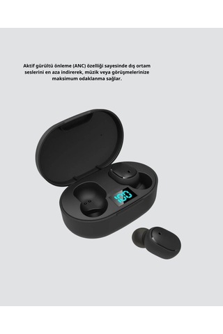 Anc Bluetooth Kulaklık Suya Ve Tere Dayanıklı Uzun Pil Ömürlü Mikrofonlu Kablosuz Kulaklık
