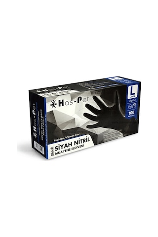 Haspet Siyah Nitril Large Dövme Eldiveni - Kutu