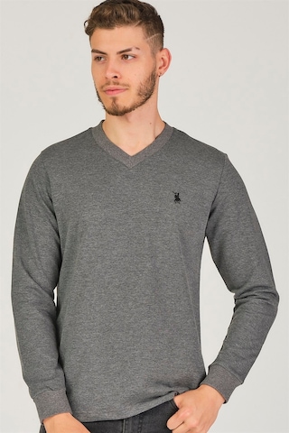 V4002 Dewberry V Yaka Erkek Sweatshırt-antrasit Antrasit