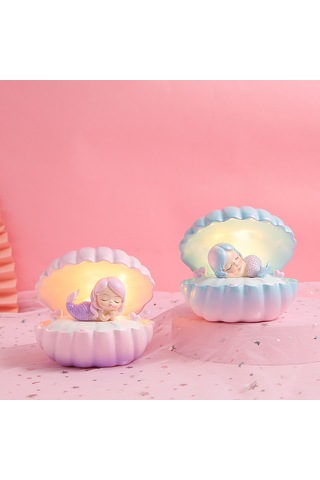 Kabuk Denizkızı Prenses Reçine Gece Lambası-pembe Açık Pembe