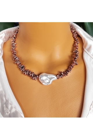 Lav Taşı Ve Yapay Barok I Nci Kolye Doğal Enerji, Şık Tasarım, Negatif Enerji Temizleyici Aksesuar Çok Renkli