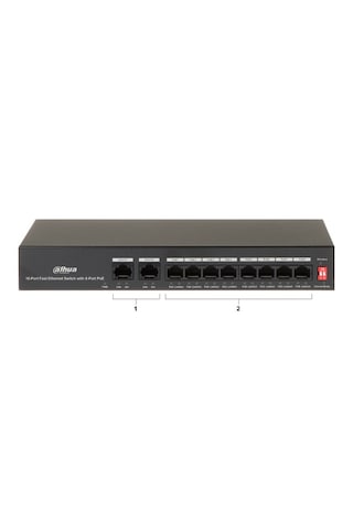 Dahua PFS3010-8ET-65, 8 Port, MegaBit, 8 Port PoE, 65W, +2 Port M