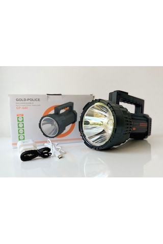 Hatsanparts Gold-police Gp-640 Şarjlı Yüksek Güçlü Enerji Tasarrufu Çok Fonksiyonlu El Feneri Çok Renkli