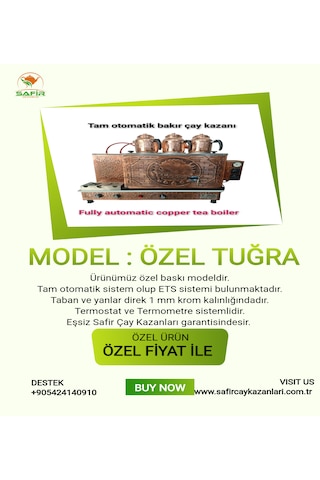 3 Gözlü Bakır Çay Kazanı Osmanlı Model Tüplü Çay Ocağı Otomatik