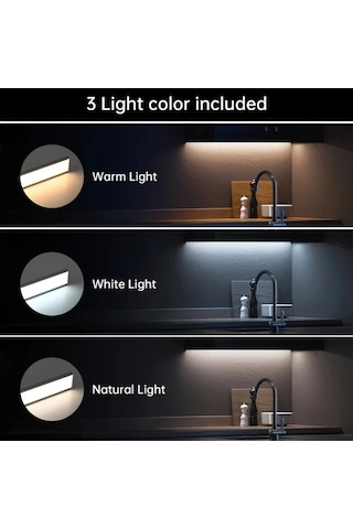 Honeybeeshop Siyah 2 Adet Led Hareket Sensörlü Manyetik Usb Şarj Ayarlanabilir Renk Sıcaklığı Parlaklık Plastik Tüp Işık Ev Kullanımı 36v Şarj Edilebilir Pil Siyah-