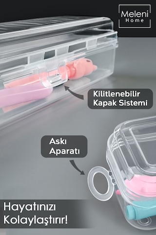4 Adet Kalem Saklama Kutusu - Seyahat Tipi Aksesuar Organizer Düzenleyici Saklama Taşıma Kabı Şeffaf