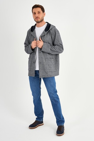 Alexandergardı Kapüşonlu İçi Şardonlu Oversize Hırka E23-607 03 Lacivert Melanj