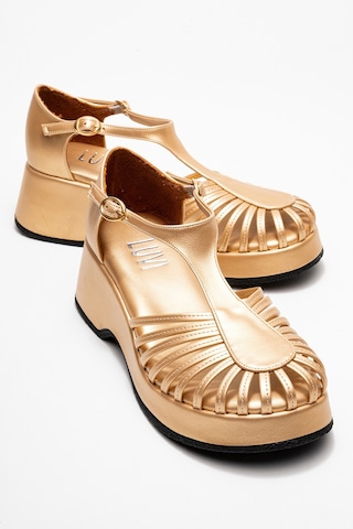 Anıel Altın Kadın Dolgu Topuklu Sandalet Altın