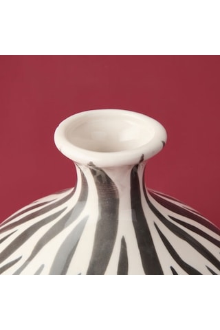 Evidea Deco Elegant Curves Vazo - Siyah / Beyaz - 28 Cm Siyah / Beyaz