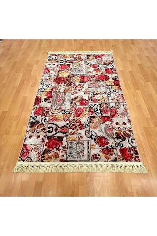 Floral Motifli Karma Desenli 120 X 180 Dijital Baskı Halı Çok Renkli